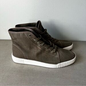 NWT Vince Wolfe Linen High Top Sneakers Olive